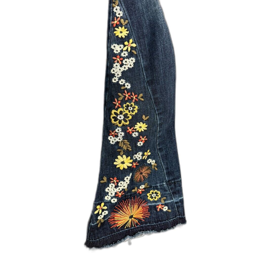 Ashley Mason Dark Blue Embroidered Flare Jeans - Picture 4 of 5